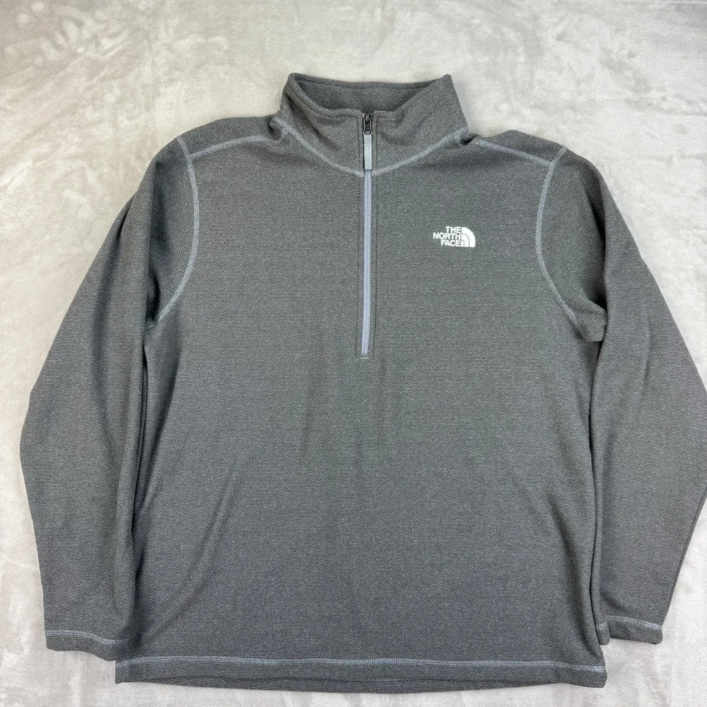 The‎ North Face 1/4 Zip Fleece Pullover Men XL Gray Textured Outdoor Hiking